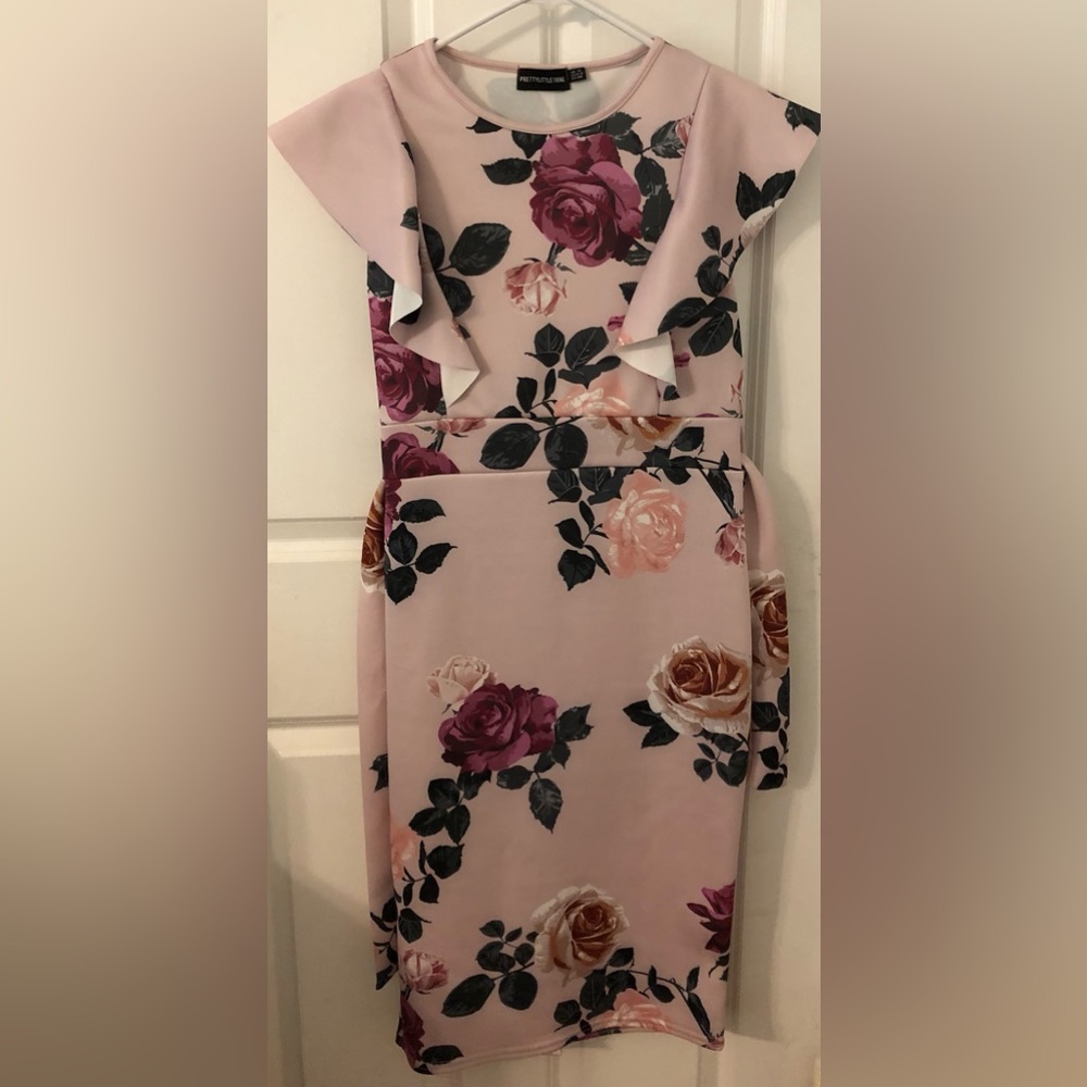 Pretty Little thing, floral belted dress, size 8